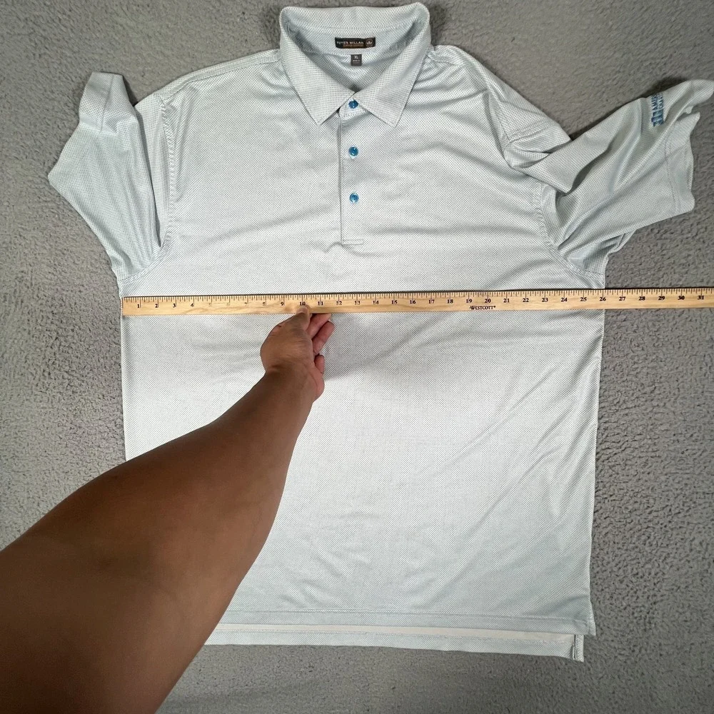 Peter‎ Millar Shirt Mens XL Blue Polka Dot Summer Comfort Golf Polo Logo Preppy